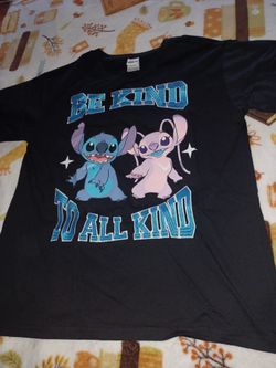 OFFICIAL Disney Lilo & Stich Embroidery T-Shirt with Angel and Stitch