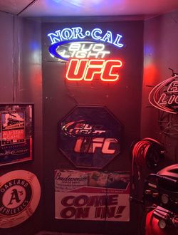 Rare Authentic Bud Light UFC Nor-Cal Neon & Mirror Collector Set