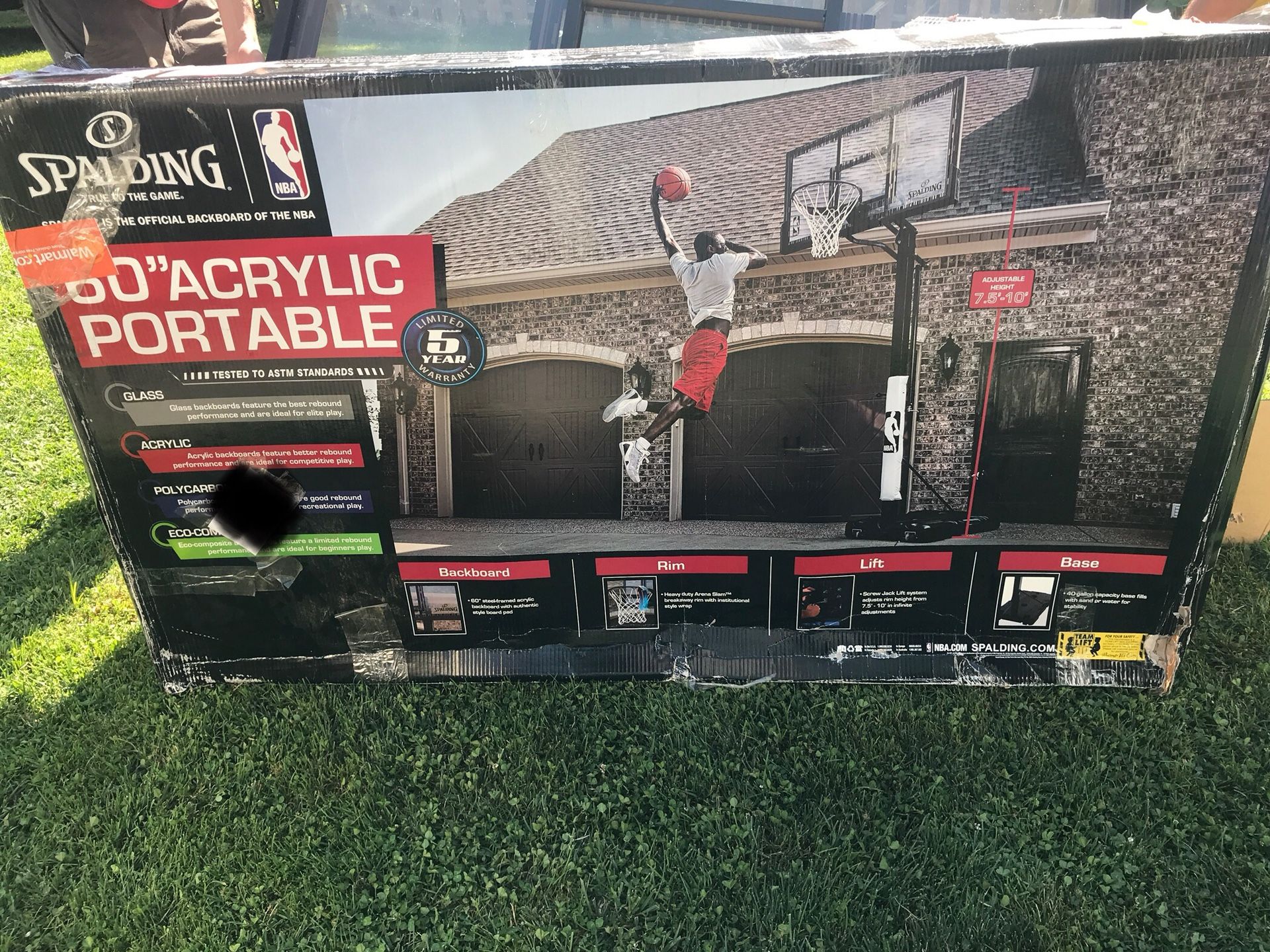 New Basketball Hoop Spalding NBA 60" Acrylic Portable Backboard