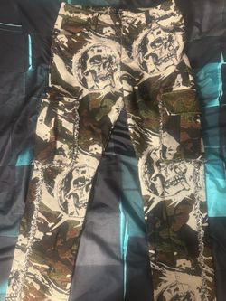 Camo Skull Print Cargo Pants