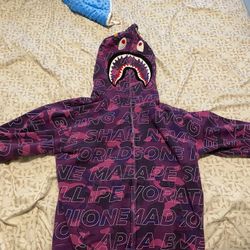 BAPE Purple Camo Full Zip Shark Hoodie