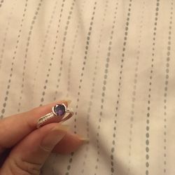 Real 925 Sterling Silver Amethyst Ring Size 8
