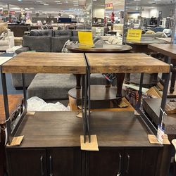 Metal Legs+ Wooden End Table