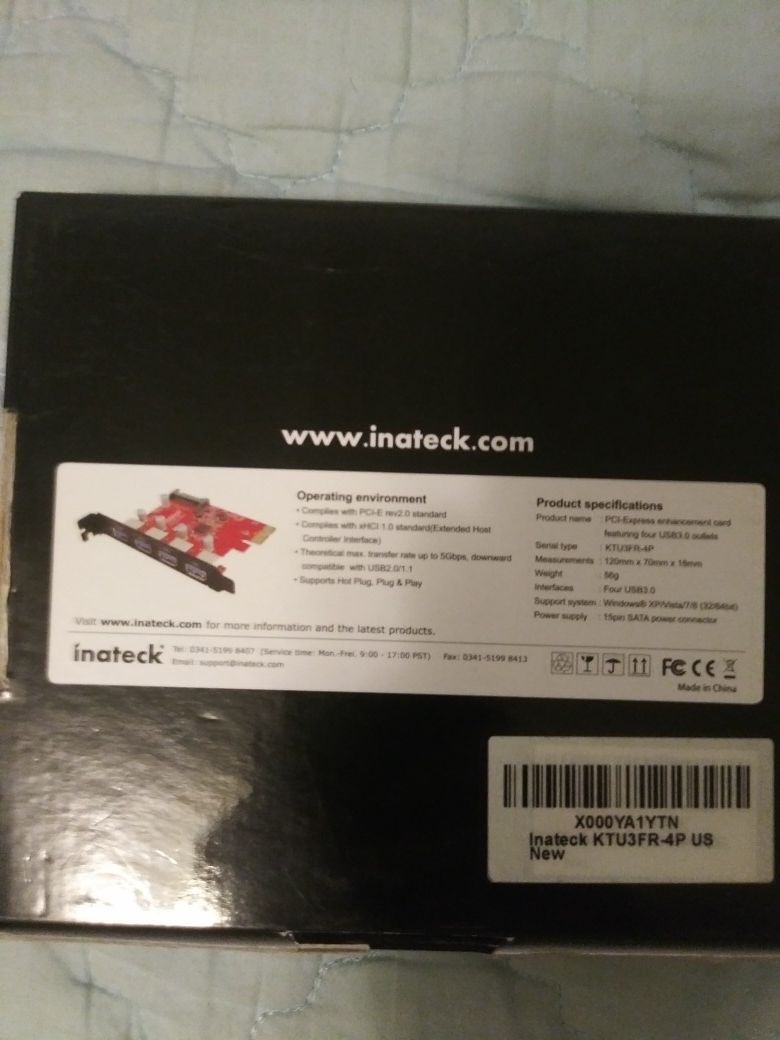 Inateak 4-Port USB 3.0 PCI-E Card KTU3FR-4P