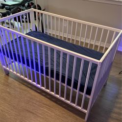 Nice Wooden Crib With Mattress And Cover