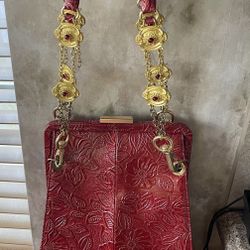 Gorgeous Embossed Italian Leather Bucket Purse