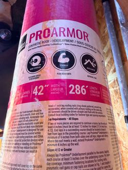 Owen’s Corning ProArmor roof synthetic underlayment