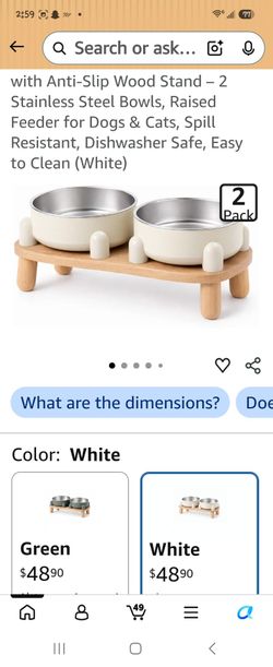 Raised Pet Feeder with Wood Stand – 2 Pack White