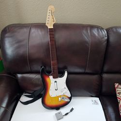 PS3 Rockband Fender Stratocaster Wireless Controller Dongle Strap Tested