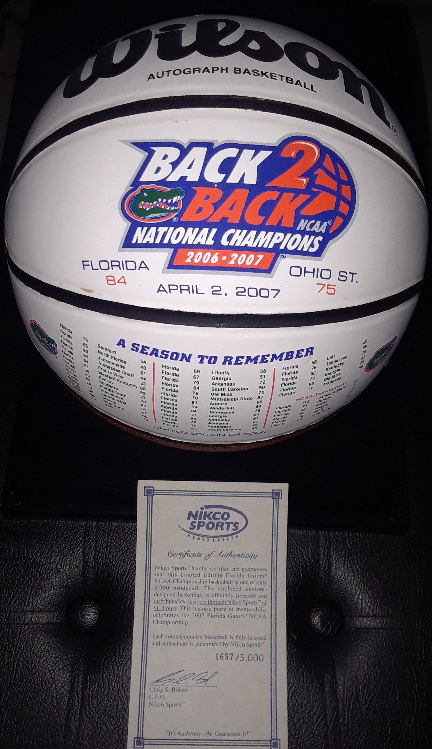 RARE FIND! NIKCO SPORTS MEMORABILIA, Florida Gaters 2006/7 CHAMPIONSHIP BASKETBALL