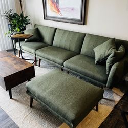 Green Mid century Modern Style Couch Set 