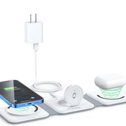 Wireless Charger 3 in 1,RTOPS Magnetic Travel Wireless Charging Station Multiple Devices,GaN 3 in 1 Charging Station,Compatible for iPhone16/15/14/13/