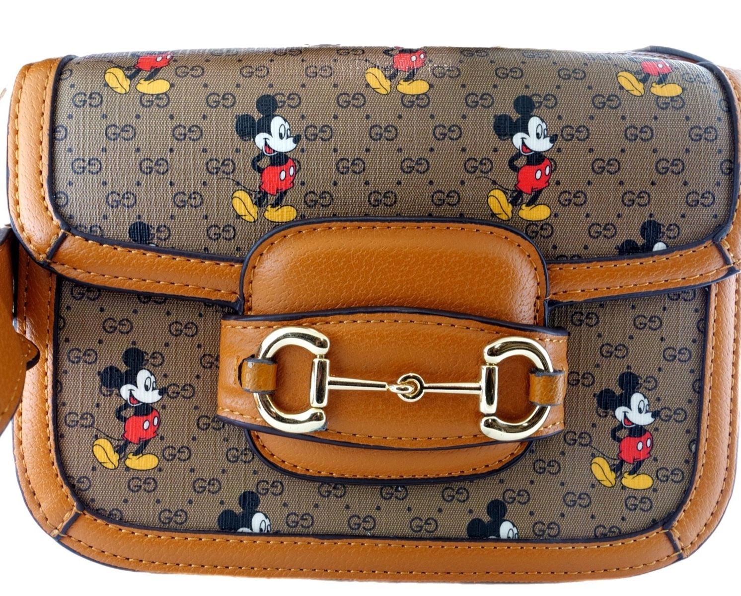 GUCCI GG Disney X Mickey Mouse Leather Tan Small Brown Italy Bag