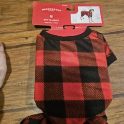Red Plaid Pet Pajamas T Shirt Dog Cat PJs Family Christmas Holiday XS