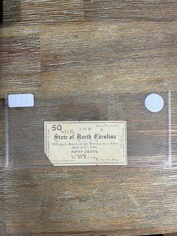 1861 50-cent note issued by the State of North Carolina.