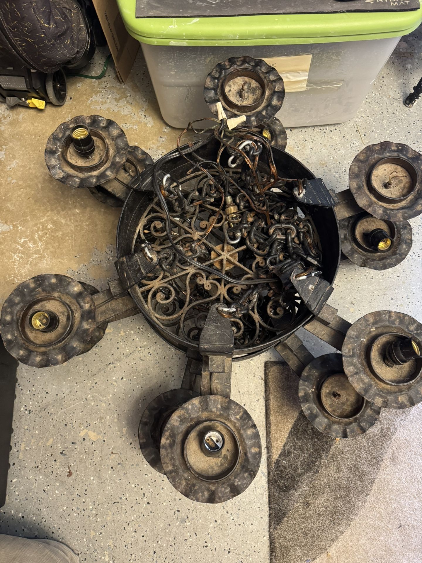 2 Antique Rod Iron Matching Chandelier