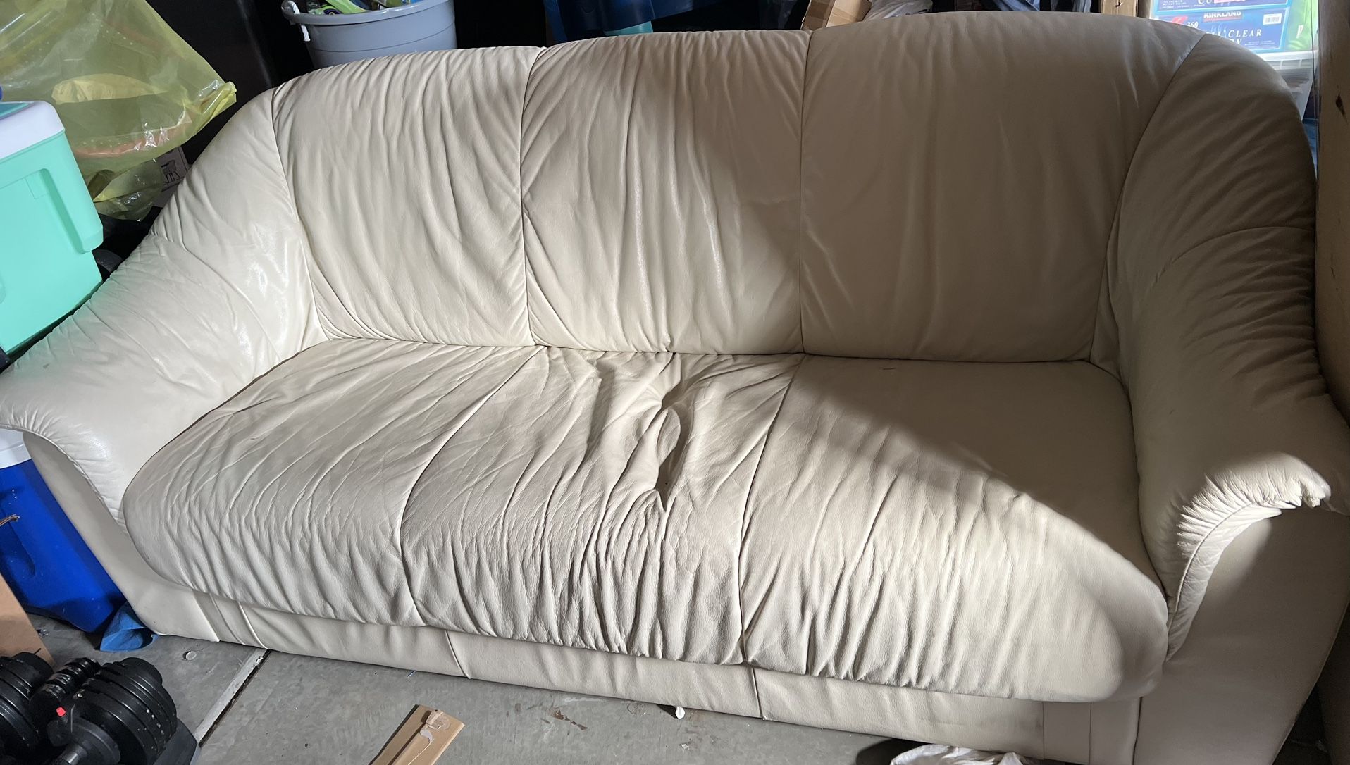 White/ivory leather couch