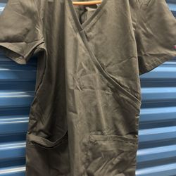Butter Soft Stretch Womens M Size Dark Grey Scrub Top V Neck Pocket Cherokee