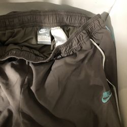 Vintage Nylon Nike Gray With Teal  Trim Pants Great Condition 
