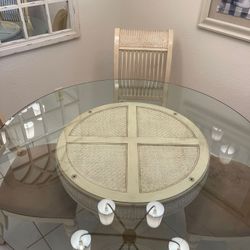 Moving sale - For Sale – Beautiful Solid Wood Dining Set with Rattan Motif’s , China Cabinet And Lamp