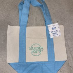 TRADER JOE'S | Blue Mini Pastel Canvas Tote Bag