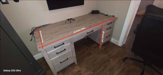 Computer Desk & Cabinet with Slide Door