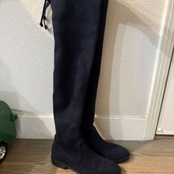 stuart weitzman women’s suede navy over-the-knee boots