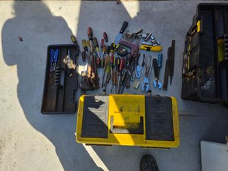 Plastic toolbox with tools