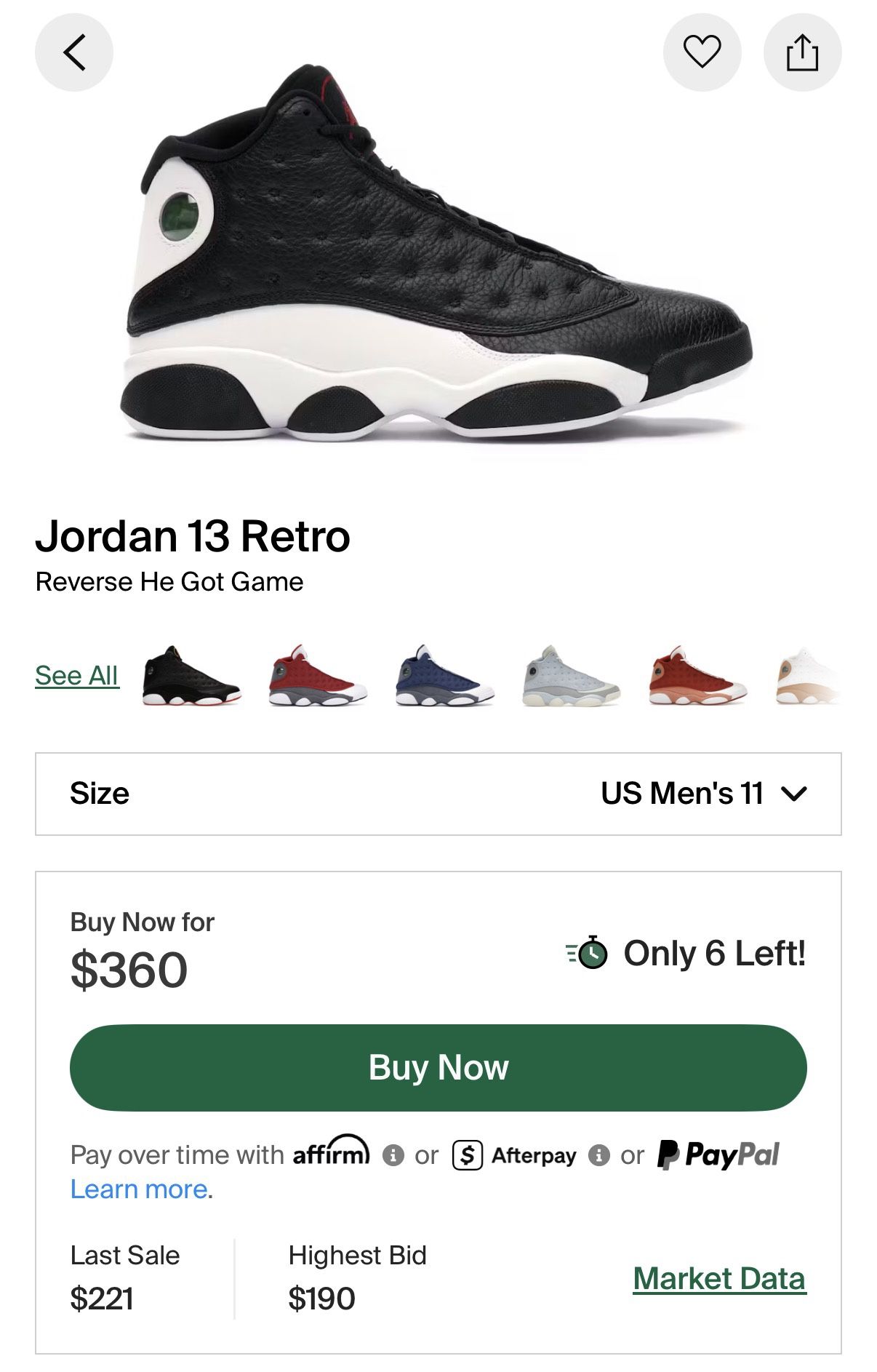 Retro 13 Size 11