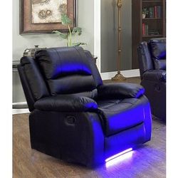 BLACK RECLINER CHAIR W/LED $350 NEW