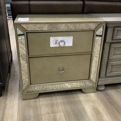 Gold Nightstand 2 Drawer 