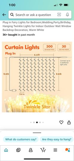 Twinkle Star 300 LED Curtain String Lights
