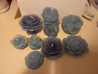 Blue Flower Candle Set of 8 Unscented