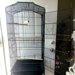 Large Black Bird Cage with Portable Stand.