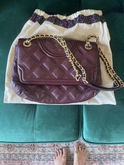 Tory Burch maroon quilted purse (large)