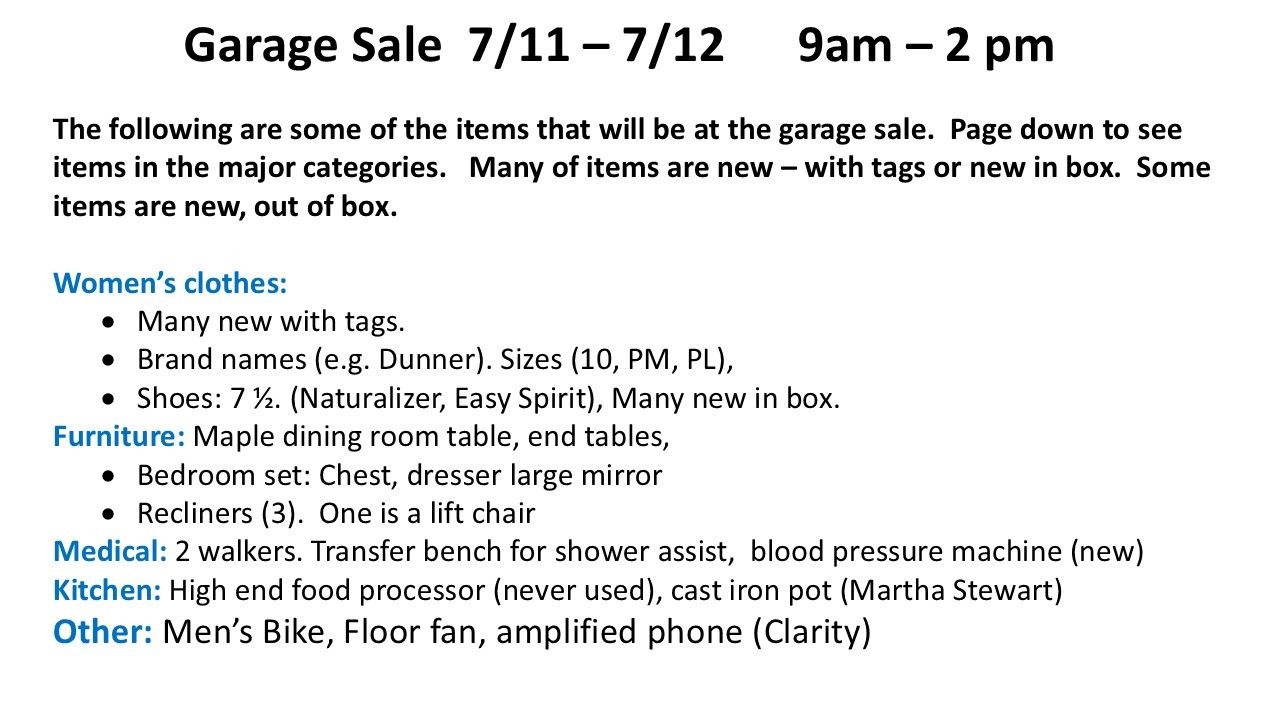 Garage Sale - High Quality Items
