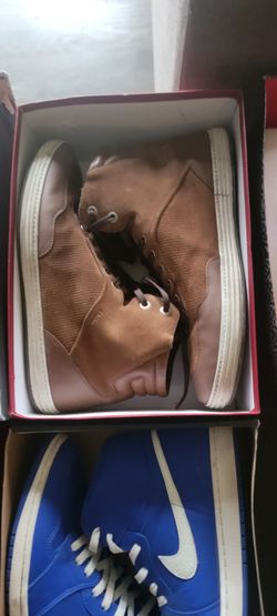 Brown Leather High-Top Sneakers