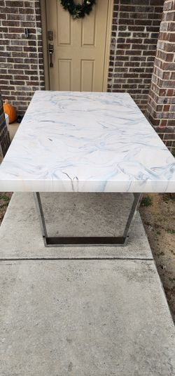 White Faux Marble Table with Chairs