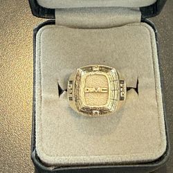 GOLD RING GMC with TWO High Quality Diamonds WhiteSi1 Clarity, 10k Solid YELLOW Gold.