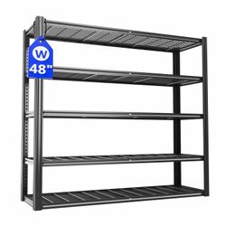 48" W x 24" D x 72" H 5-Tier Garage Storage Shelves, Heavy Duty Garage Shelving