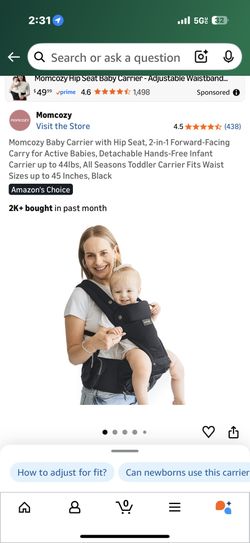 Momcozy Baby Carrier with Hip Seat, 2-in-1 Forward-Facing Carry for Active Babies
