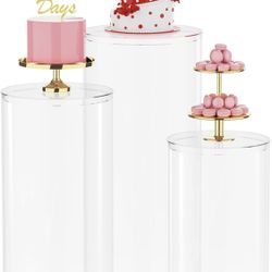 Wokceer Cylinder Pedestal Stands for Party 3Pcs Large Round Cylinder Tables for Parties Pedestal Stand Display Plinth Pillars for Wedding Birthday Par
