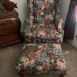Wingback Chair With Ottoman 