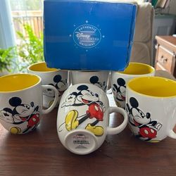 NIB Six Disney Store Exclusive Mickey Mouse OK Ceramic Embossed Mugs
