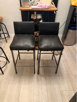 Barstools - black leather
