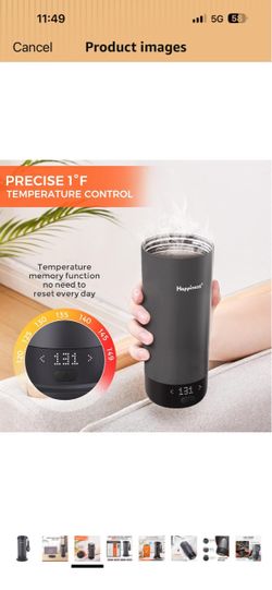 Happiness Self-Heating Travel Coffee Mug,20oz Temperature Control Smart Cup