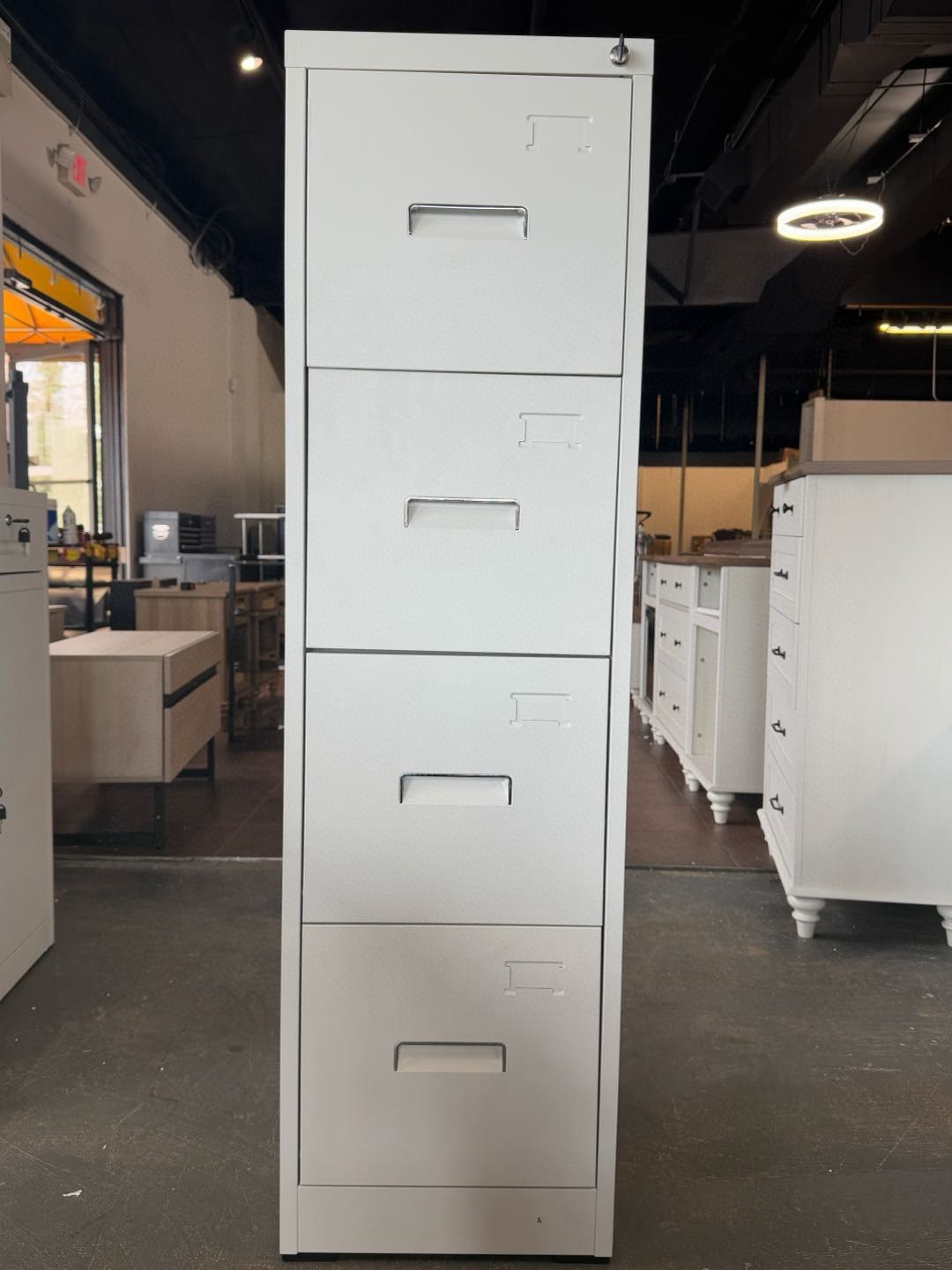 Metal 4 Drawer File Cabinet, Vertical File Cabinet with Lock, Locking Filing Cabinets for Home Office, Letter/Legal/A4/F4 Size/Anti-Tip (White)  💰65$