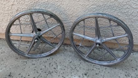 MONGOOSE MOTOMAG II WHEELS Vintage BMX 20"  Front Rear - Silver - Bendix Axle