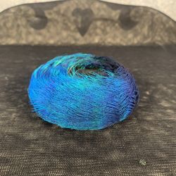 Vintage Hawaiian Lei Hulu Papale Blue Peacock Feather Hatband Handmade  Hawaii