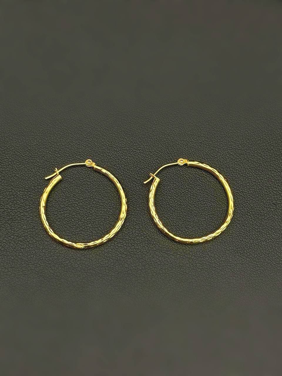 14k solid yellow gold hoop earrings 2” diameter
